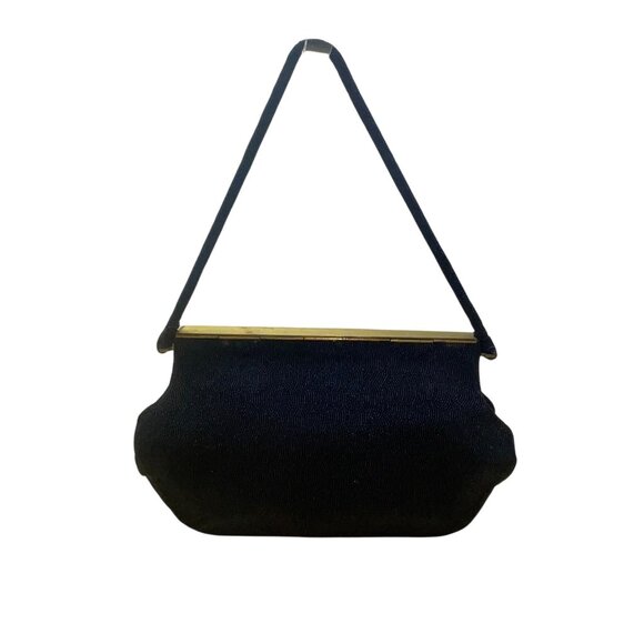 Marguerite Fressé Women’s Black Beaded Gold-Tone Floral Clasp Clutch Bag - Picture 3 of 13